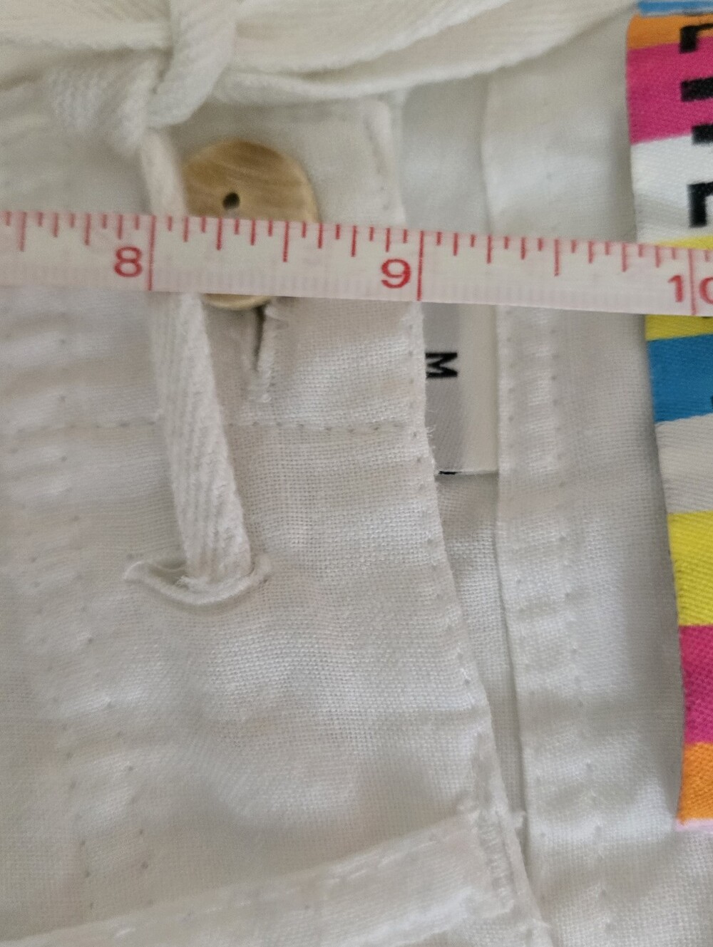 Derek Heart White Linen Blend Wide Leg Pants Relaxed Beach Drawstring Button 8 - Picture 16 of 16